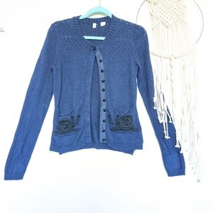 Anthropologie Navy Blue Cardigan